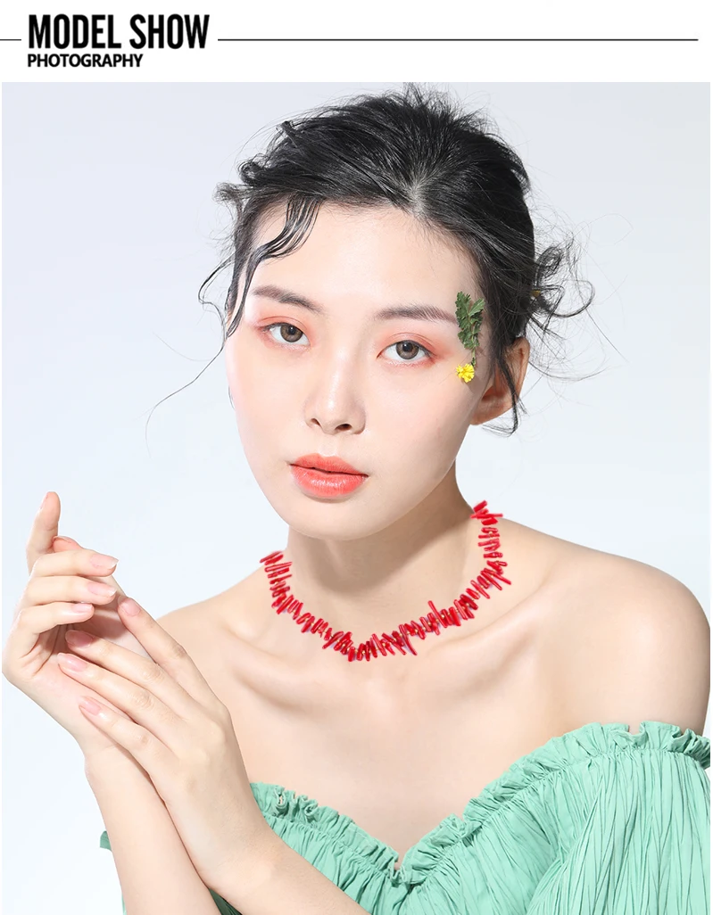 Bohemian Red Coral Halsketten für Frauen Vintage Halsband Shell Anhänger Erklärung Party Schmuck Stein Perle Kette Bohemian Red Coral Halsketten für Frauen Vi_voghion.com