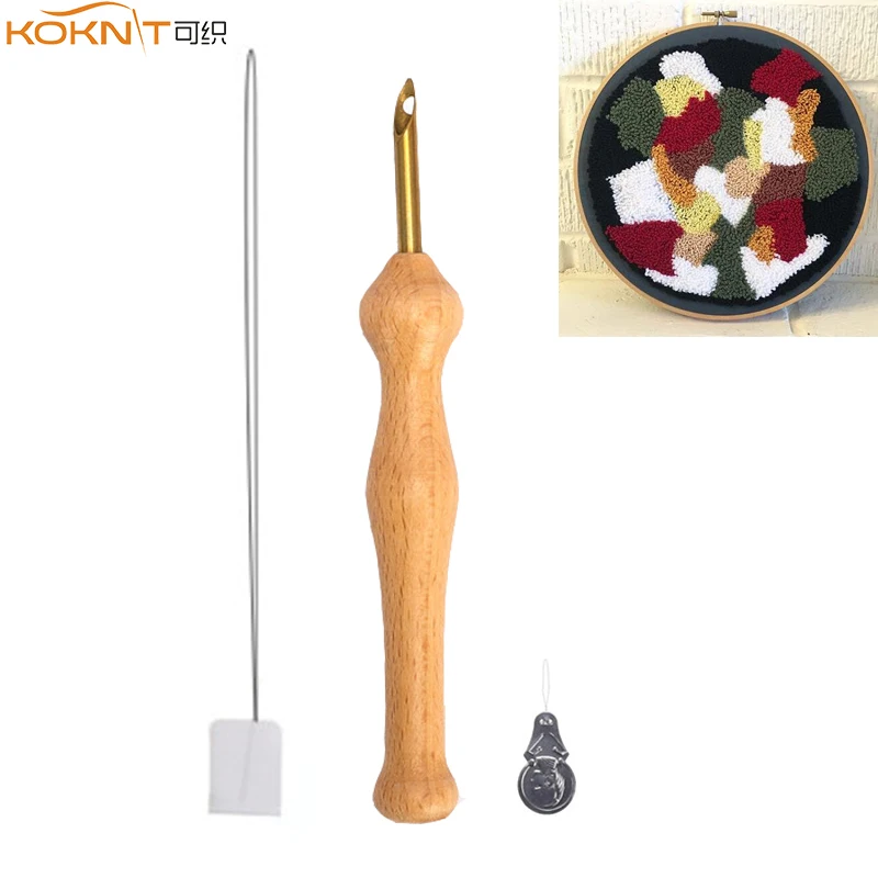 KOKNIT, волшебная ручка для вышивания, набор нитевдевателей с деревянной ручкой, скатерти для рукоделия, инструмент для шитья для массивной пряжи