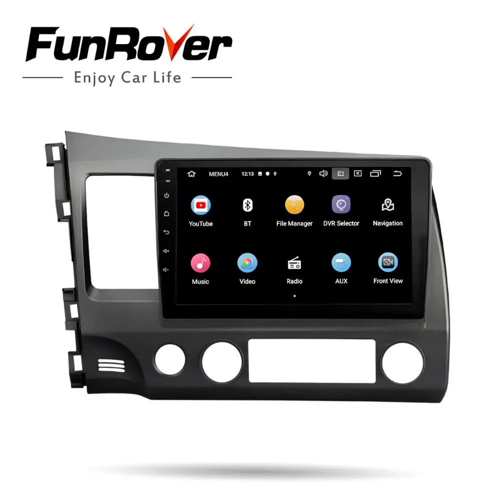 Best Funrover 2.5D+IPS Car Radio Multimedia 2 din car dvd Android 9.0 for Honda Left Civic 2006-2011 stereo GPS Navi tape recorder 1