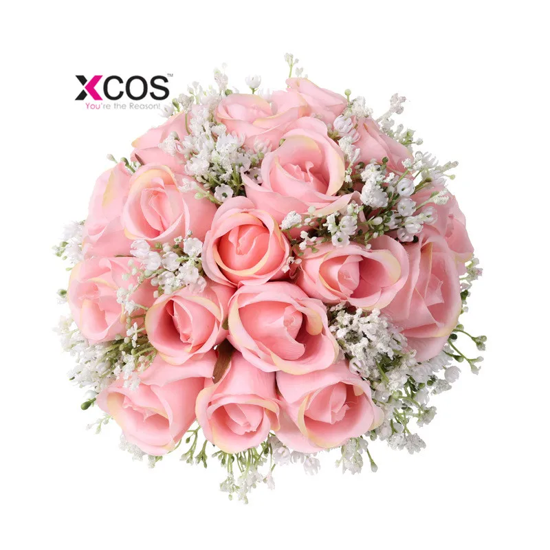 XCOS, розовые свадебные цветы, свадебные аксессуары для букетов, букет, искусственные букеты, розовый букет невесты