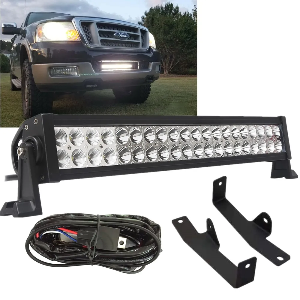 숨겨진 범퍼 장착 브래킷이 있는 LED 라이트 바 키트, 포드 F150 2006 2007 2008 F-150, 20 인치, 120W