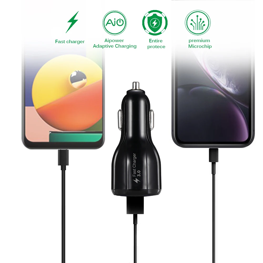 Автомобильное зарядное устройство Powstro 2.4A двойное USB 3 0 стандарт для Samsung Galaxy S6 HTC M9