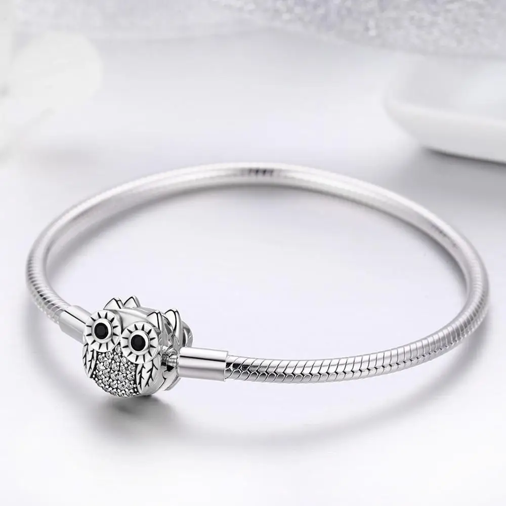 Womak 925 стерлингового серебра Сова женский браслет подходит Pandora браслет Шарм цепь со змеей бусины подвеска для изготовления ожерелья