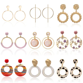 

Round Metal Women's Earrings Fashion Jewelry Leopard Korean Earrings Vintage Hanging Earrings Kpop Accessories For Wholesale