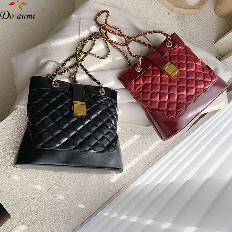 

DORANMI Diamond Lattice Handbags Women's Bags 2019 Luxury Brand Shoulder Bag Female Large Totes Bag Chain Boslso Mujer BG150