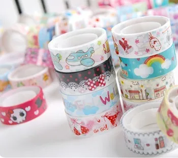 

10 Rolls Cute Cartoon Scrapbooking WFEU Washi Deco Adhesive Mixed Sticker Office Stationery Gift