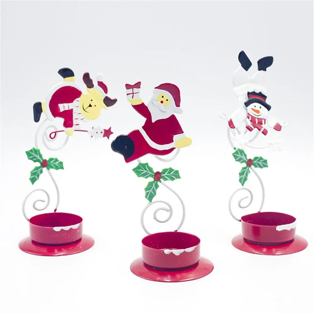 

1pcs Christmas Iron Candlestick Ornament Candle Holder Desktop Decorative Supplies Adding A Party Atmosphere