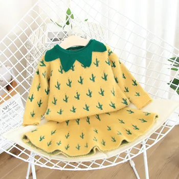 

girls christmas outfits 2019 fashion high-grade children clothing sets wool sweater skirts 2 pcs sets