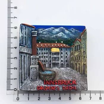 

Austria Innsbruck square punch card travel memorial hand-painted crafts magnet refrigerator stickers