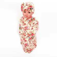 2 шт./компл., обертывающее одеяло с принтом для новорожденных, шапка для малышей, детский бантик-колпачок, комплект для пеленания, подарки для младенцев
