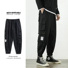 

New Men's Overalls Loose Cotton Multi-pocket Plus Size 9 Points Hip-hop High Street Pants Fashionable Streetwear мужская одежда