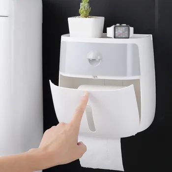 

Bathroom Waterproof Tissue Box Wall Mounted Plastic Bath Toilet Paper Holder Double Layer Dispenser storage box toilet dispenser