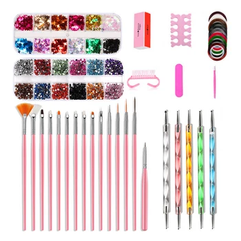 

20pcs Acrylic Nail Art Brush Set UV Gel Nail Polish Painting Drawing Brushes Sequins Dotting Pen Kit Manicure Clean Brush Tool