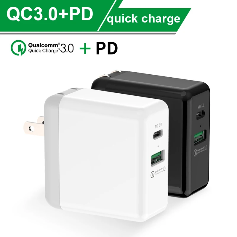 США VIPATEEY US/EU 36W быстрое зарядное устройство Зарядное устройство с PD3.0 и QC3.0 Порты 2-Порты и разъёмы USB Зарядное устройство для iPhone samsung Galaxy MacBook Pro/iPad - Тип штекера: США
