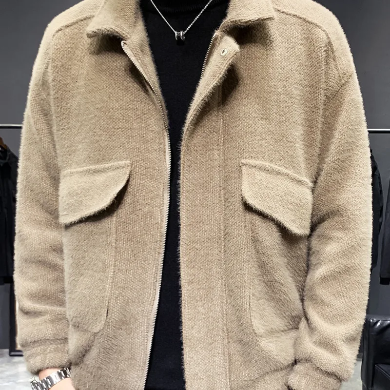 Winter Short Woolen Coat Men's Slim Fashion Solid Color Casual Woolen Coat Man Street Wild British Wind Woolen Jacket Male
