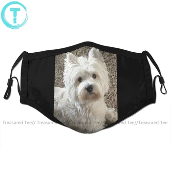 

West Highland White Terrier Mouth Face Mask Westie Facial Mask Funny for Adult Polyester with 2 Filters Mouth Mask