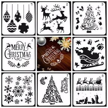

Christmas Stencils Template Reusable Plastic Craft for Art Drawing Painting Spraying Window Glass Door Car Body