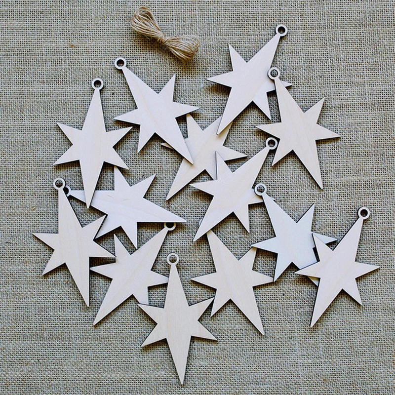 10pcs Wooden Tags Christmas Tree Pendant Drop Ornaments Decorations Art Crafts Home DIY DIY Scrapbooking