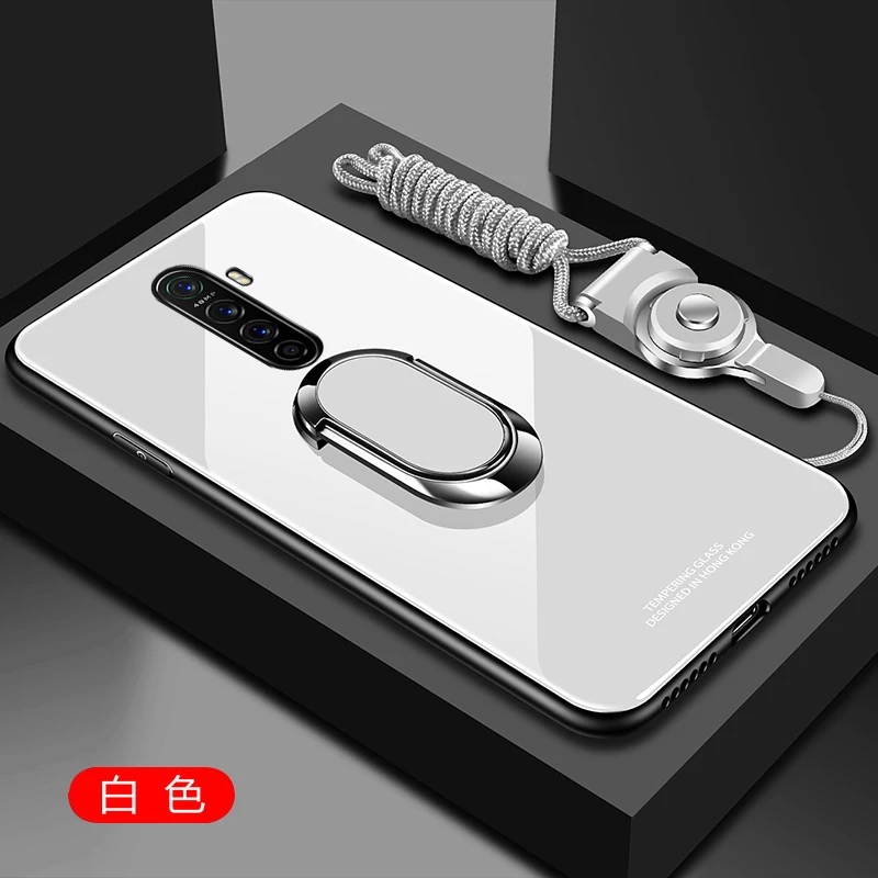 Magnet Ring Stand Tempered Glass Protective Phone Case with Back Cover
