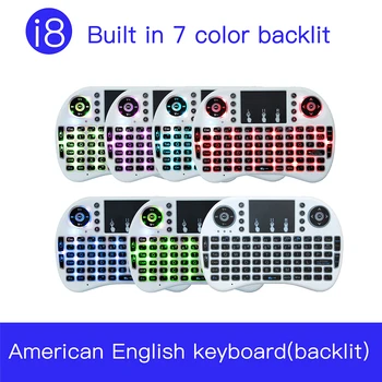 

7 color backlit i8 Mini Wireless Keyboard 2.4ghz English Russian 3 colour Air Mouse with Touchpad Remote Control Android TV Box