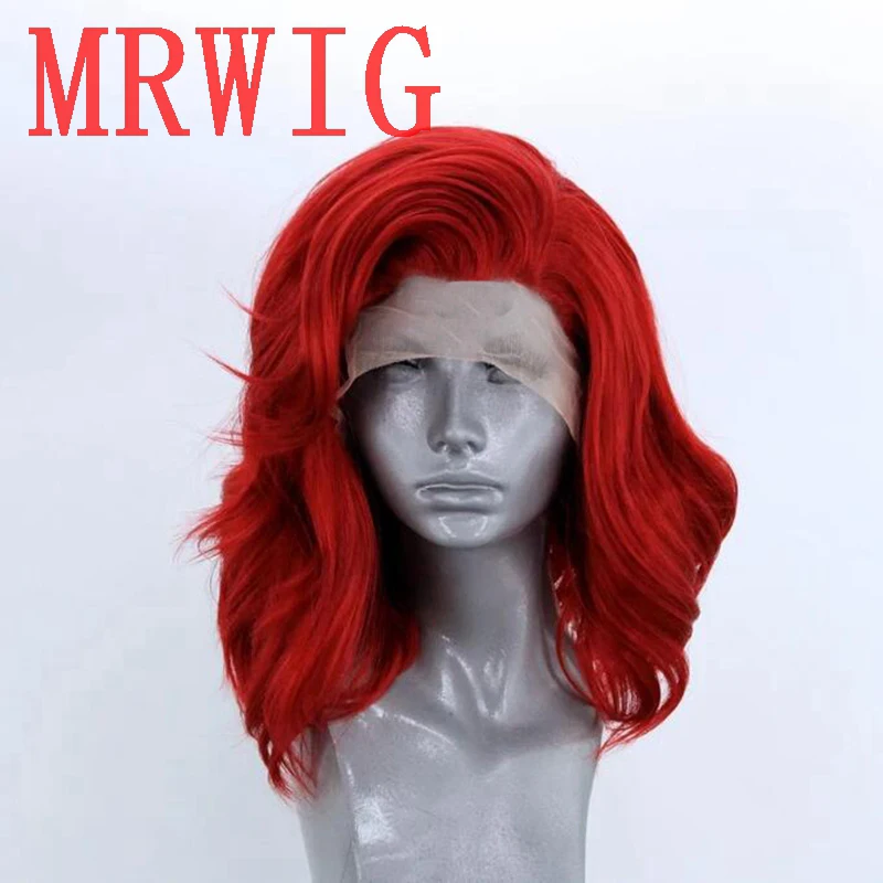 MRWIG Short Curly Synthetic Glueless Front Lace Wig Blonde/Brown/Red/Black Free Oart Ombre Hair Color
