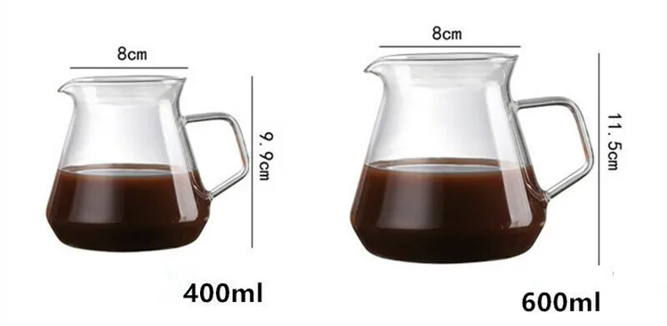 Thickened High Borosilicate Glass Coffee Pot Hand Drip Pot Sharing Pot Filter Coffee Percolator Cup and Funnel Set