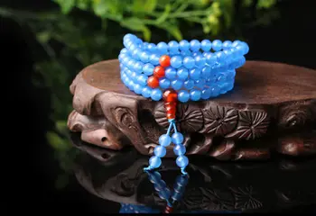 

LETSFUN Fine Jewelry Unique Beautiful Natural Agate Blue Chalcedony Beads Bracelet or Necklace Free Shipping
