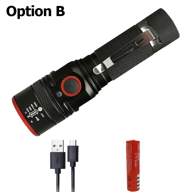 Option B Litwod Z300 1511 светодиодный светильник-вспышка XML-T6 4000лм фонарь водонепроницаемый светильник Micro USB порт фонарь 4 режима масштабируемый для кемпинга и пеших прогулок - Испускаемый цвет: Option B