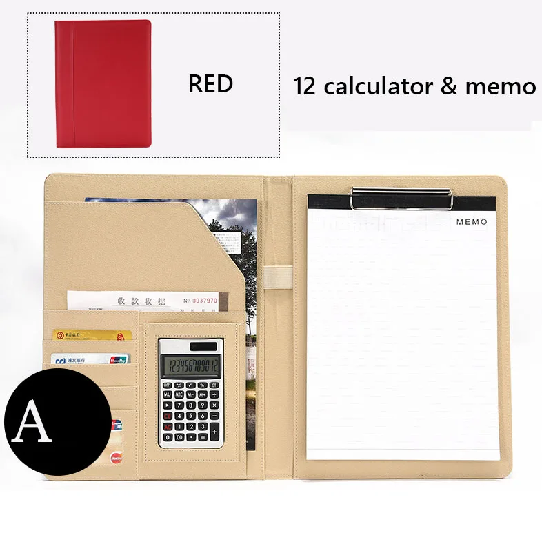 Red-A Папка для файлов формата А4 с калькулятором, многофункциональный бумажный органайзер для файлов, блокноты для документов, портфель, сумка для документов, деловые принадлежности - Цвет: Red-A