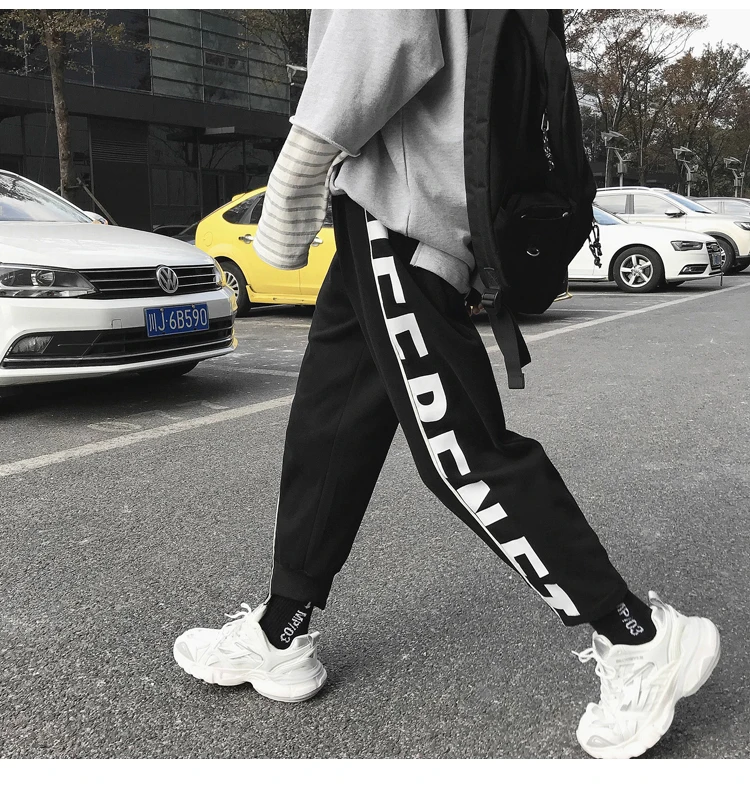 Plus Velvet Thick Joggers Pants Men's Fashion Letters Printed Casual Sweatpants Men Street Wild Hip Hop Loose Trousers Mens