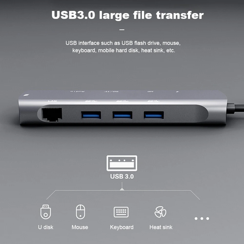 Набор контактов для тестирования 10 в 1 Тип C на HDMI VGA usb-хаб адаптер конвертер устройство для считывания с tf-карт для компьютера