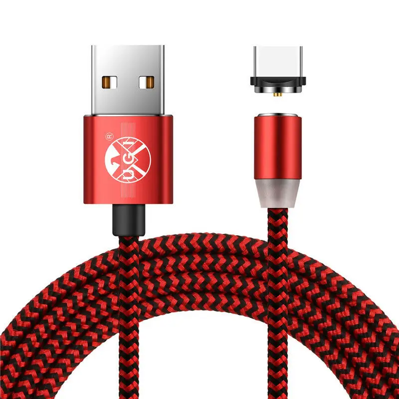 UGI 1 м 2 м Круглый Магнитный USB штекер Быстрая зарядка зарядное устройство кабель для сотовых телефонов для Iphone 11 pro max X 8 7 6 samsung S10/S9 - Цвет: Red Type C Cable