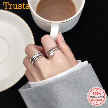 

Trustdavis Authentic 925 Sterling Thai Silver Cross Double Twist Smile Opening Ring For Women Wedding Party S925 Jewelry DA1268
