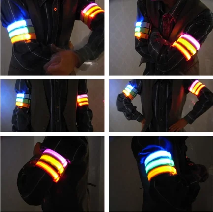 Pulsera de luz para correr de noche, brazalete reflectante de seguridad, luz de advertencia, cinturón con destellos