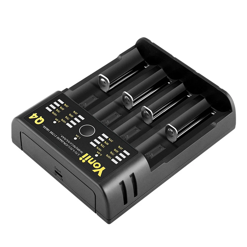 YONII Q4 3,7 V 18650 Батарея Зарядное устройство USB перезаряжаемый аккумулятор 4 слота независимой зарядкой умная защита от избыточного заряда благодаря для 18350 16340 14500 Батарея