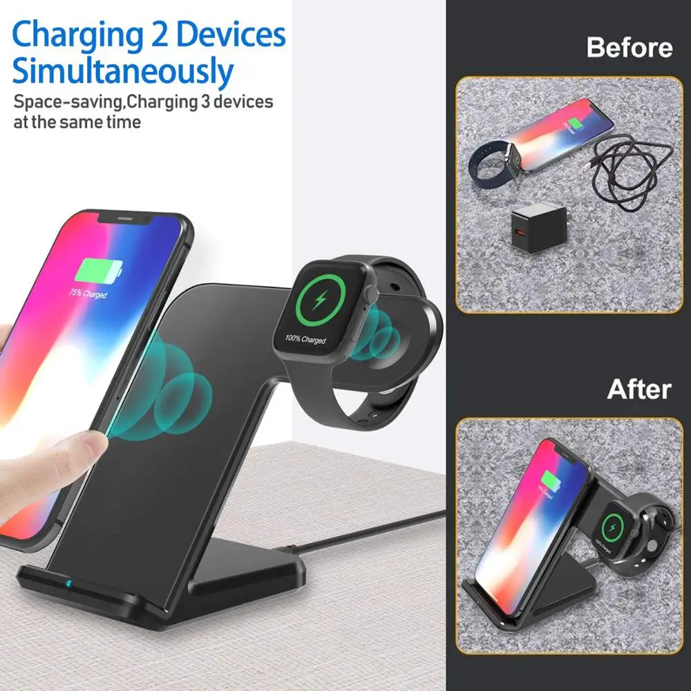 Беспроводное зарядное устройство DCAE 10 Вт Qi док станция для iPhone 11 XS XR X 8 Samsung S20 S10 S9