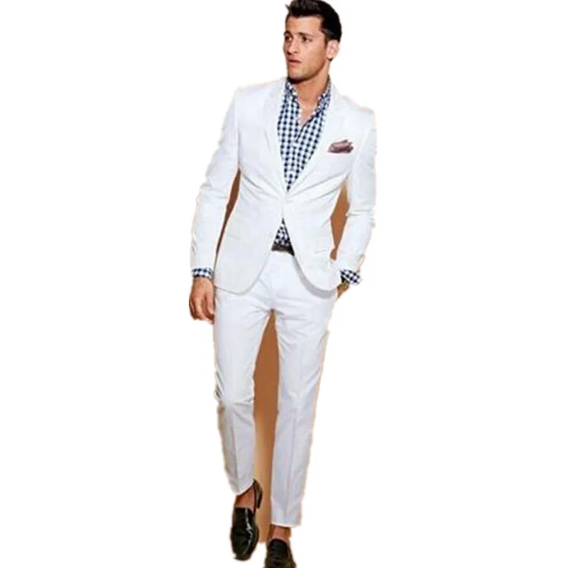 

New cheap suits for men Custom Made White Men's Suits Slim Fit Formal Business Party Suit Groom Suit