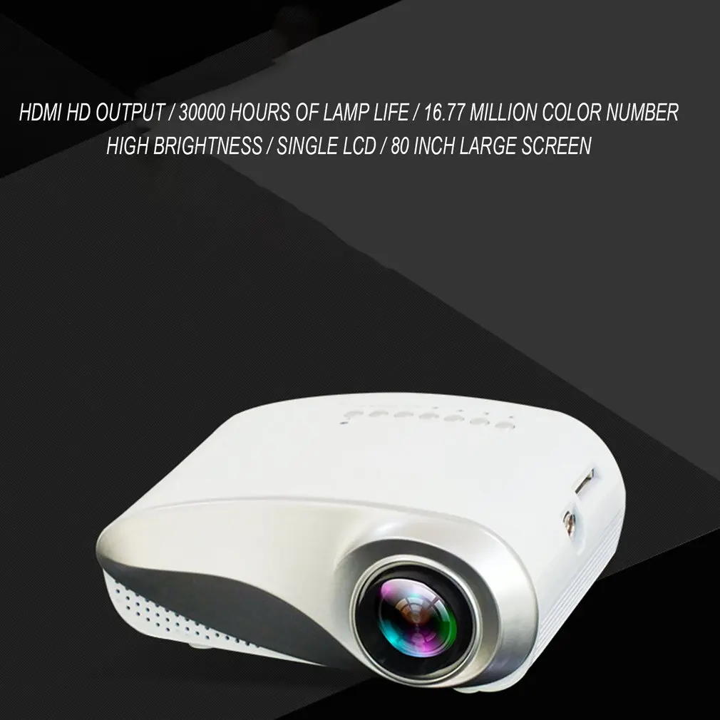 Белый мини домашний кинотеатр 1080P 3D HD светодиодный мультимедийный проектор для домашнего кинотеатра USB VGA HDMI tv