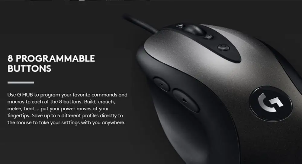 Классическая игровая мышь logitech MX518, 8 программируемых кнопок, 16000 dpi, проводная