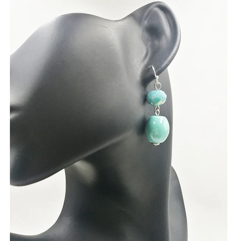 Moda 2020 повседневные Модные серьги для девочек зеленые стеклянные бусины