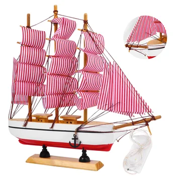 

1Pc Simulation Sailing Ornaments Creative Durable Wooden Ship Craft Sailboat Model for Bedroom Study Living Room