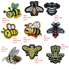4 шт. милые и умные нашивки с изображением пчелы из мультфильма, железные нашивки для одежды DIY, полосатая одежда, лоскутные наклейки, значки на заказ