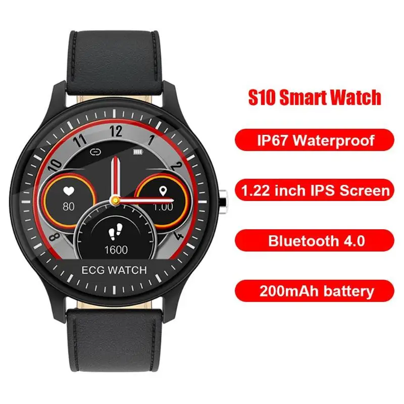 S10 Bluetooth Смарт-браслет часы монитор с ЭКГ PPG фитнес-трекер IP67 Smartwatch встряхивание и фотографирование мониторинг сна