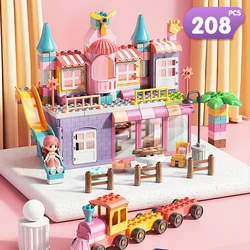 Deluxe Girls' Building Blocks Set - Creative Castle and Playground Creation Toy (208pcs no baseplate)