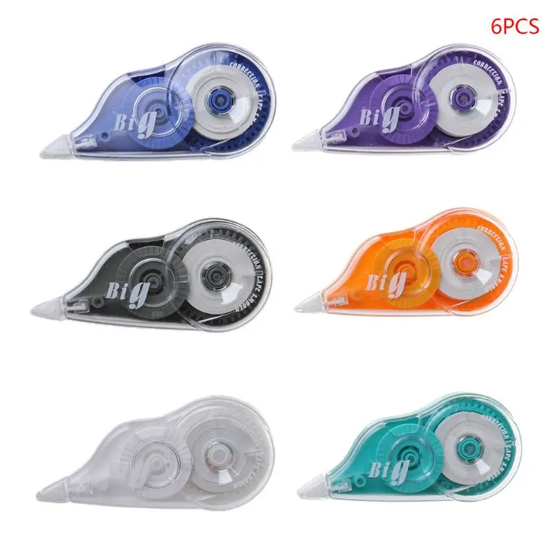 

6pcs/set Practical Correction Tape Roller 12m Long Large Capacity White Sticker Study Stationery School Supplies Office Tool