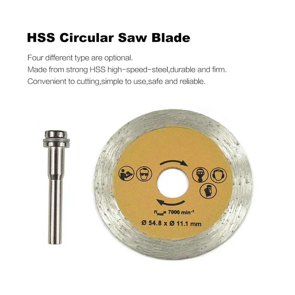 

HSS Circular Saw Blade Rotary Tool 54.8mm Mini Wood Cutting Discs Blades with Drill Mandrel for Dremel Metal Cutter
