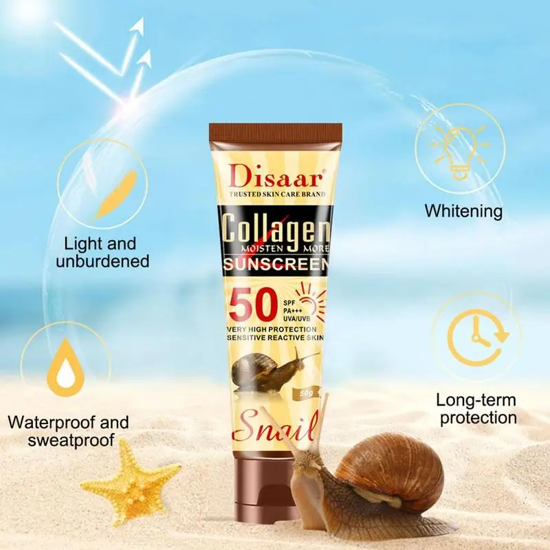 Коллагеновый солнцезащитный крем SPF50 + для лица отбеливающий ухода за кожей