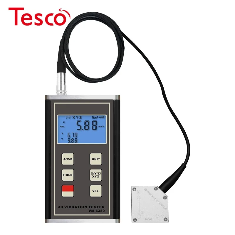 

Digital VM6380 Vibration Meter 3-Axis Piezoelectric XYZ Accelerometer Sensor Vibrometer VM-6380 for Periodic Measurements Tester