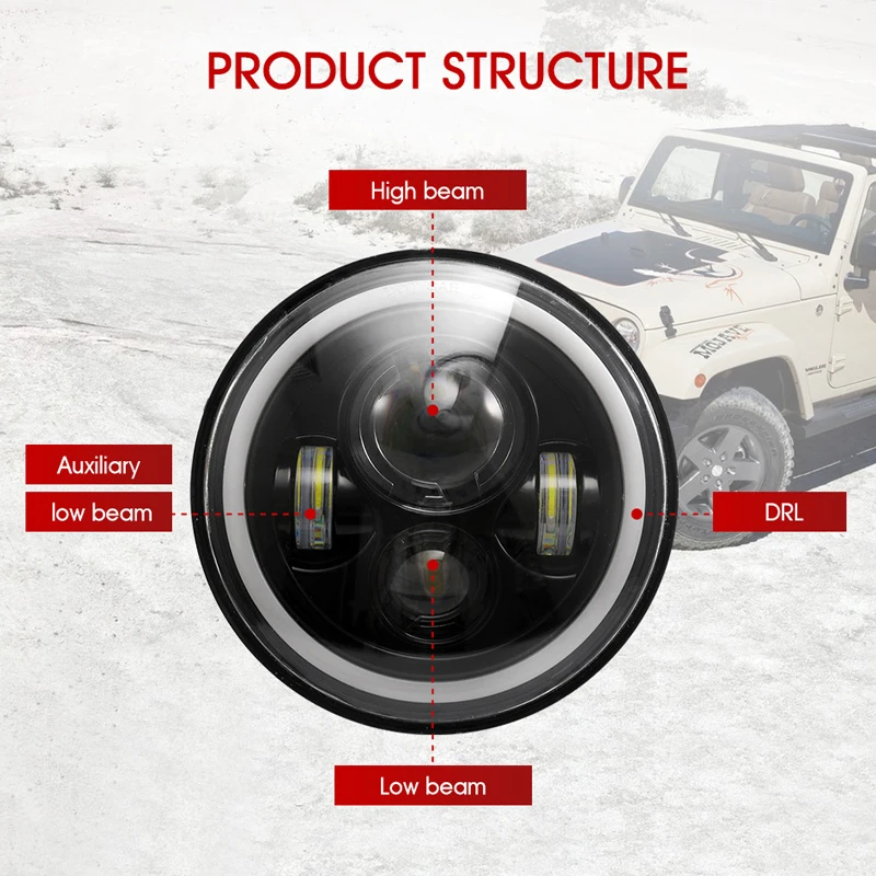 2 шт. светодиодные фары для Jeep CJ/Wrangler JK 7 дюймов 60 Вт|Передние LED-фары авто| |