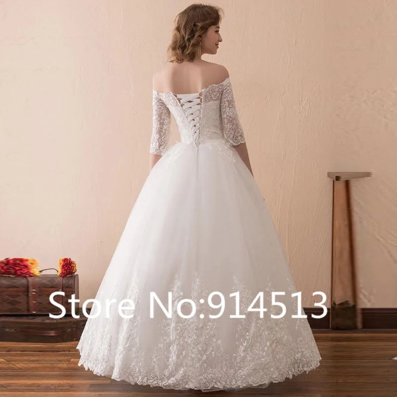 Vestido De Noiva, свадебные платья с открытыми плечами, тюлевые Свадебные платья трапециевидной формы, свадебные платья длиной до пола, изготовленные на заказ